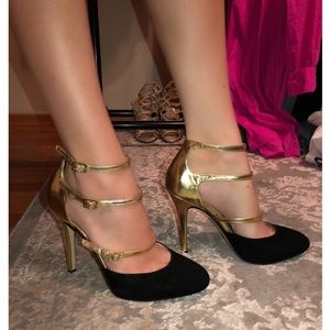 Ivanka Trump Gold Plate 3 Strap Heel